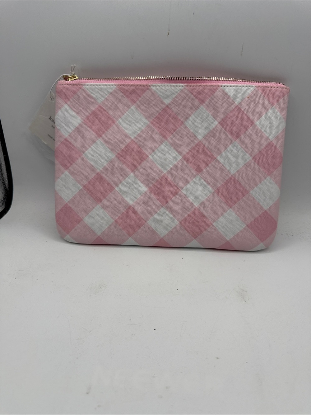 Kate Spade Pink and White Gingham Cosmetic Pouch S14 - Picture 2 of 4